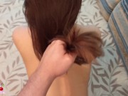 Girlfriend in Red Stockings Facefuck and Fucking - Cum on Pussy