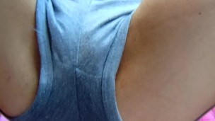 slut plays with her huge clitoris