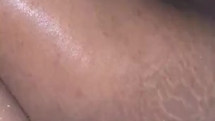 Teen rides dildo and cleans feet in shower 