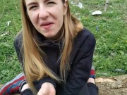 Eating cookie with sperm public park deepthroat blowjob and new sex toy 16/16