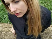 Eating cookie with sperm public park deepthroat blowjob and new sex toy 3/16