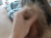 Первый раз дрочу волосами  Любимая ласкает мой член своими волосами 14/16