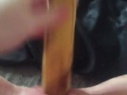 Teen fucks her tight little pussy with a banana & squirts everywhere 16/16
