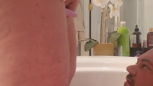 Wife uses Go-Girl and Pisses in Husbands Mouth