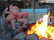 Caught busted by neighbor backyard milf rides cock (60FPS HD)