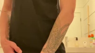 Big cocked man pissing in the toilet - hot