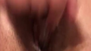Creamy pussy from glass toy