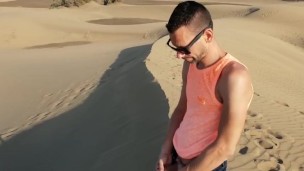 Huge Pee with a hard boner , public , outdoor ...the dessert need a drink