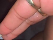 Ebony teen squirts playing with her creamy wet pussy