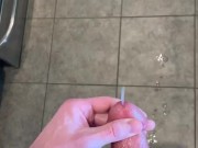Tip play - Frenulum massage.  Huge cumshot. 