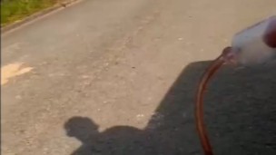 Get out of car naked with penis pump on