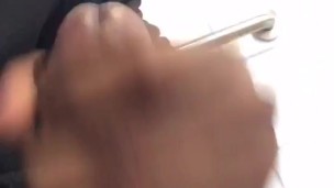 At the doctors office stroking my big black dick