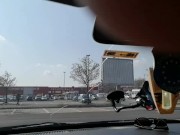 Hot blonde suck her boss's dick in a public parking-Car blowjob 12/16