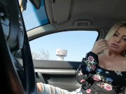 Hot blonde suck her boss's dick in a public parking-Car blowjob 16/16