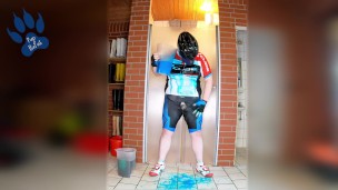 leftover gunge paw in cycling gear