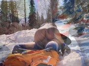 Public Sex with Hot Girl in a Forest at the Ski Resort POV Amateur Couple 14/16