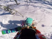 Public Sex with Hot Girl in a Forest at the Ski Resort POV Amateur Couple 4/16
