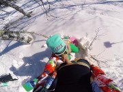 Public Sex with Hot Girl in a Forest at the Ski Resort POV Amateur Couple 5/16