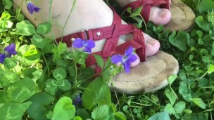 Sexy Red Sandals and Mother Nature - Feet Fetish