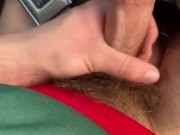 Muscular Male Jerking off in Car 