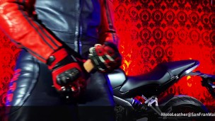 MOTORCYCLE LEATHER JERK OFF