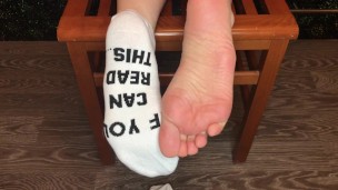 my new white socks "Give me a kiss" foot fetish