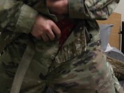 Quarantined Soldier masturbates in the Barracks
