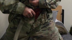 Quarantined Soldier masturbates in the Barracks