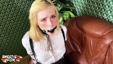 Schoolgirl Facefuck and Hard Doggystyle Fuck - Bondage Sex