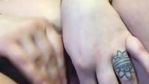Milkymama plays with long pubes before rubbing clit and cumming up close 