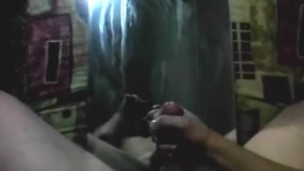 Huge cumshot on mirror