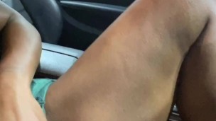 ALMOST CAUGHT - PUBLIC MASTURBATION EBONY IN CAR AT GAS STATION
