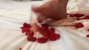 Feet fetish crushing food squishing tomatoes white toenails high arch