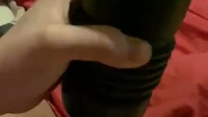Using my flashlight to wank off with and big moaning and cumshot 