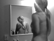 Amateur Slut Masturbates In Bathroom With Big Dildo In Pussy And Anal
