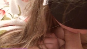 Passionate blow job before going to bed for a lover