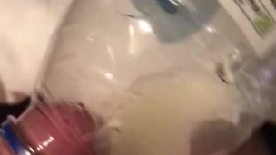 Big hard hairy cock cum in bottle