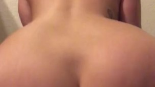 Fat ass rides rubber cock closeup 