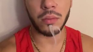 Hot latin guy smoking