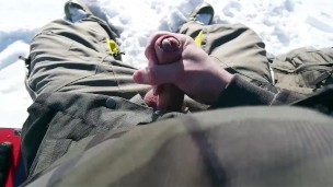 POV masturbation in the snow, Winter outdoor