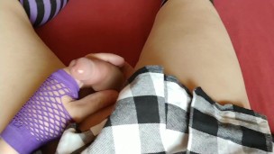 Bitchy femboy cums before his dick was hard