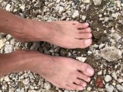 Beautiful feet crunching on rocks ASMR