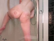 Horny Schoolgirl Play Pussy Dildo in Shower - Intensive Orgasm 5/16
