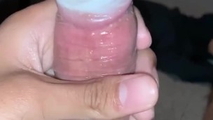 Hot Guy moaning while masterbating with a condom
