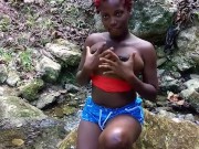 Brunette Teen Boobs Flashing by The River Quarantine in the Forest  12/16