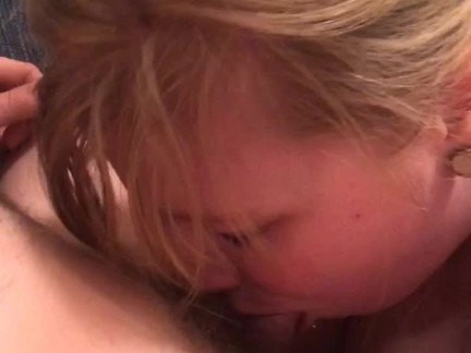 Slutty Blonde gets throat fucked and Swallows cum