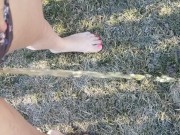 Quick Barefoot Pee Outside 
