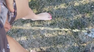 Quick Barefoot Pee Outside 