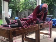 Wool mohair layers of sweaters on a bondage table  15/16