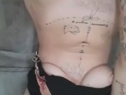 inked up teen slut plays with her pussy